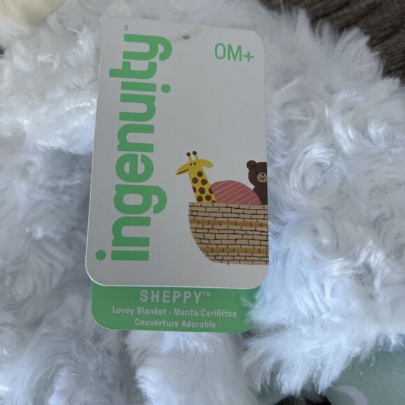 Ingenuity Sheppy Lamb 12" Plush Security Blanket White Green Lovey New NWT - Picture 3 of 8